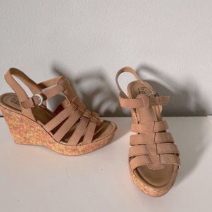 BOC cork wedge floral sandals size 9